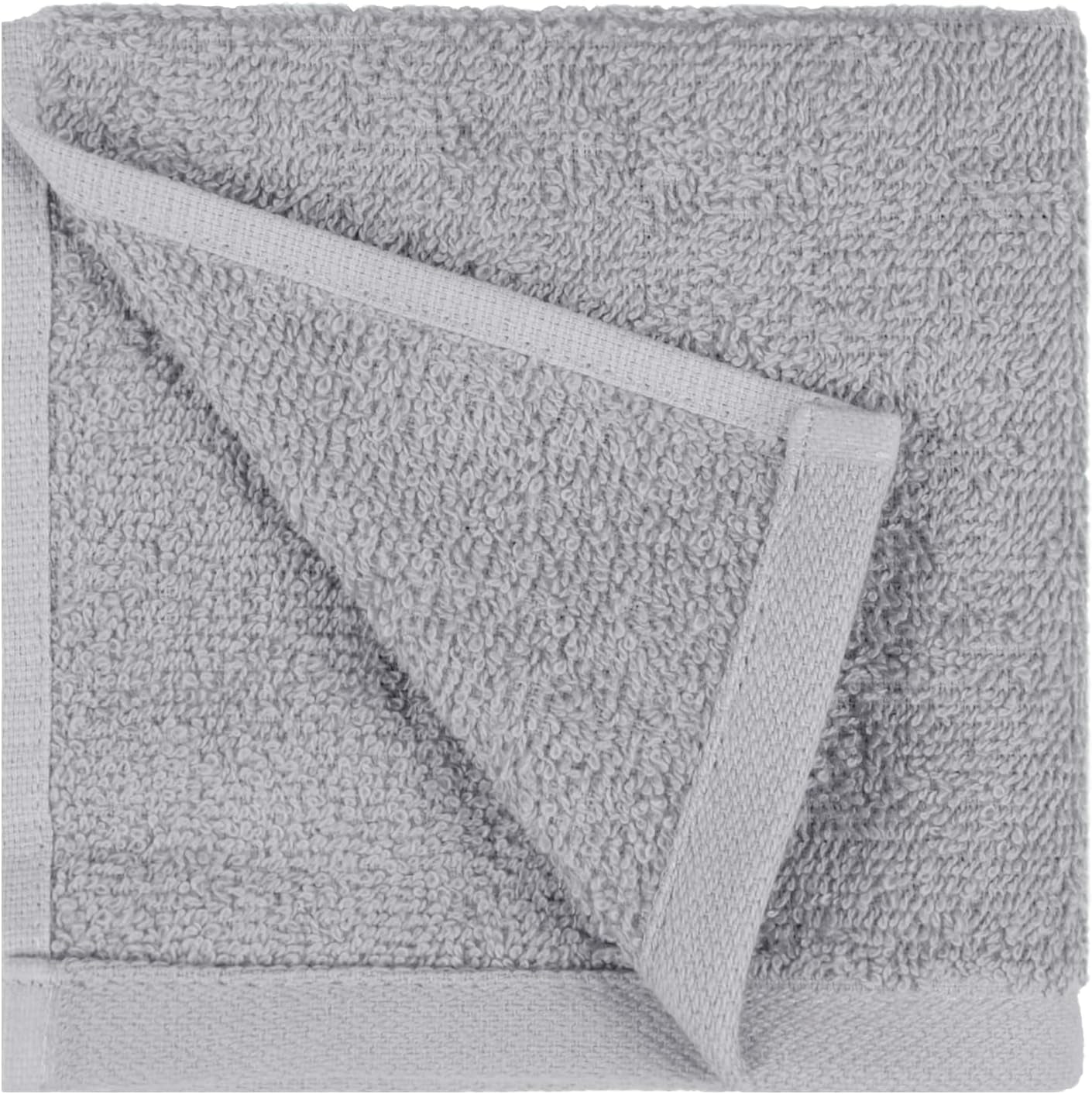 Face Towels for Bathroom, 100% Cotton Extra Absorbent Washcloth, Fast Drying - Salon Towel - 12-Pack, Grey (30 X 30 Cm)