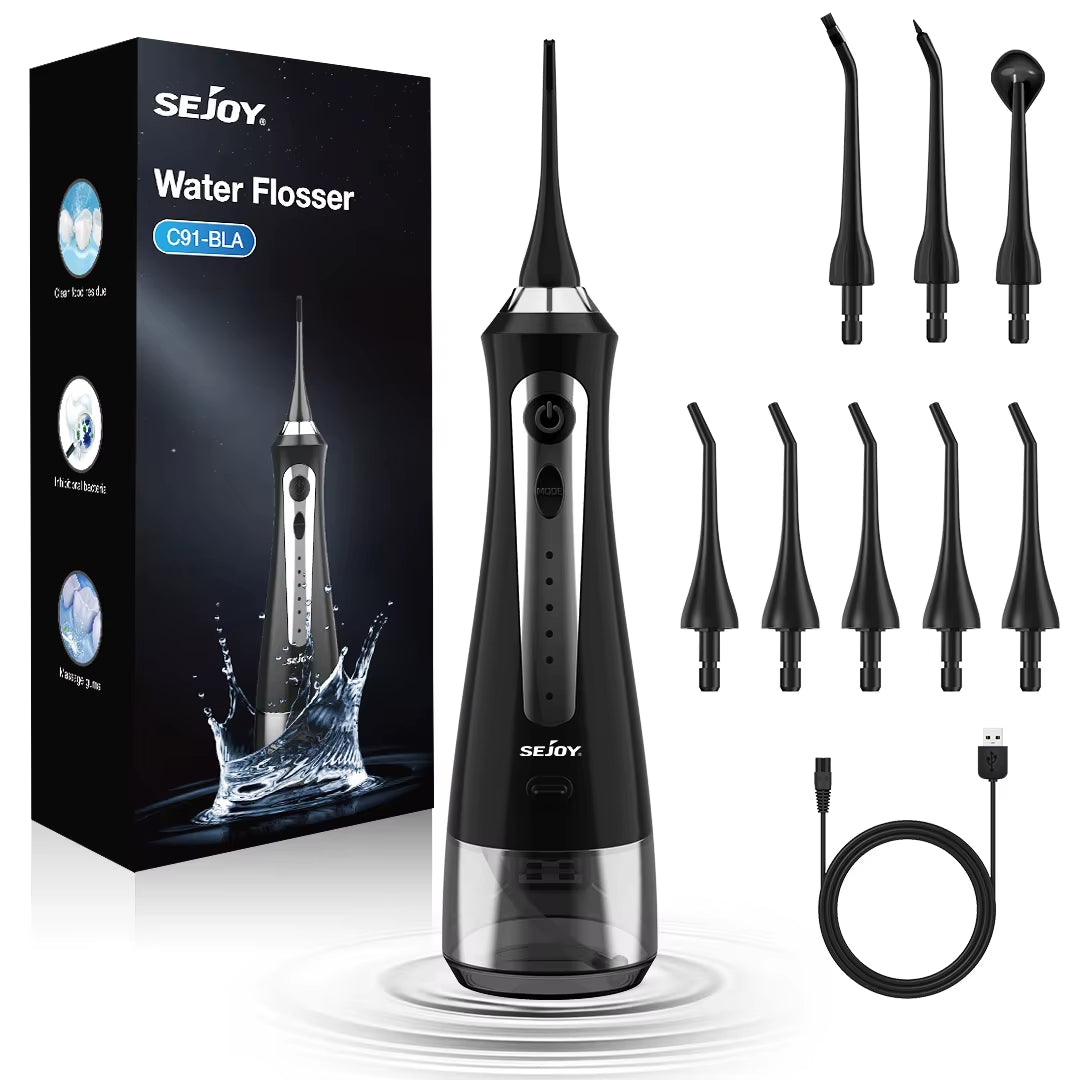 Oral Irrigator Dental Water Flosser Thread Teeth Pick Mouth Washing Machine 8 Nozzels 5 Modes USB Rechargeable 270Ml Tank