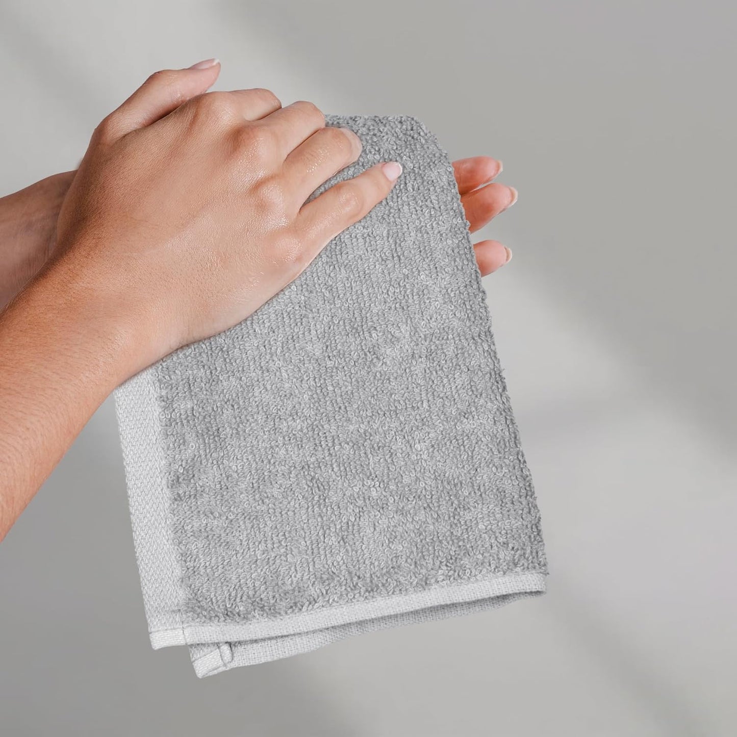 Face Towels for Bathroom, 100% Cotton Extra Absorbent Washcloth, Fast Drying - Salon Towel - 12-Pack, Grey (30 X 30 Cm)